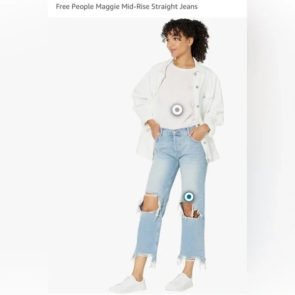 Free People Maggie Midrise Straight Jean, Size 25, NWT, Light Stone - Picture 4 of 14